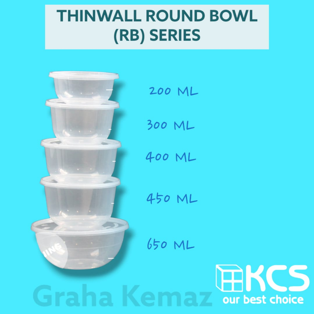 Jual THINWALL ROUND BOWL KCS 300 ML isi 25 pcs, kemasan makanan ...