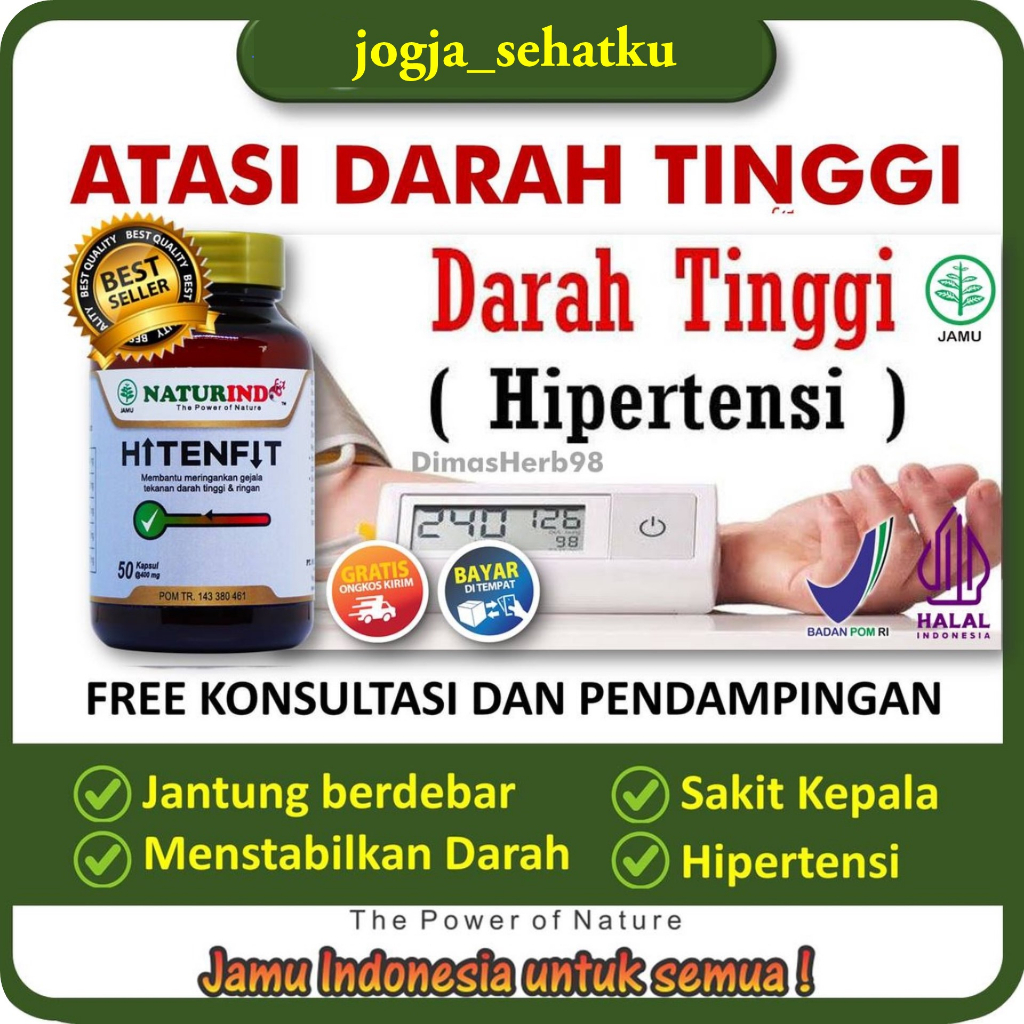 Jual Obat Herbal Hipertensi Darah Tinggi Hitenfit Naturindo | Shopee ...