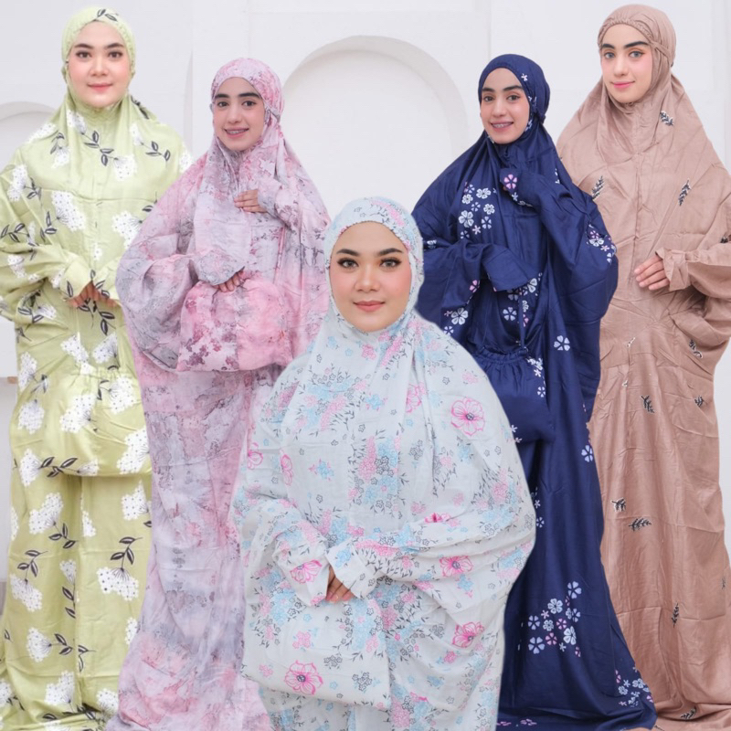 Jual Mukena Terusan Rayon Dewasa Jumbo Bahan Dingin Dipakai Mukenah