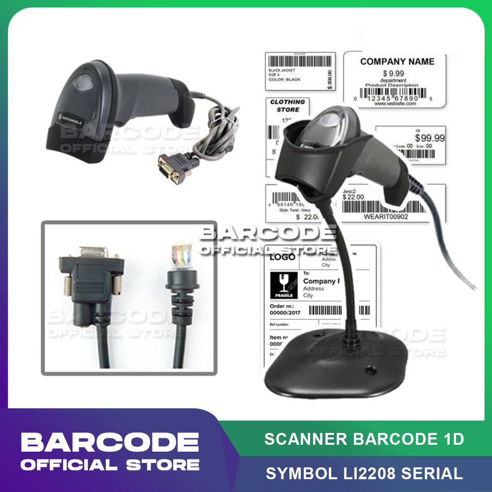 Jual SCANNER BARCODE MOTOROLA SYMBOL LI2208 / LI2208 1D Port Serial RS