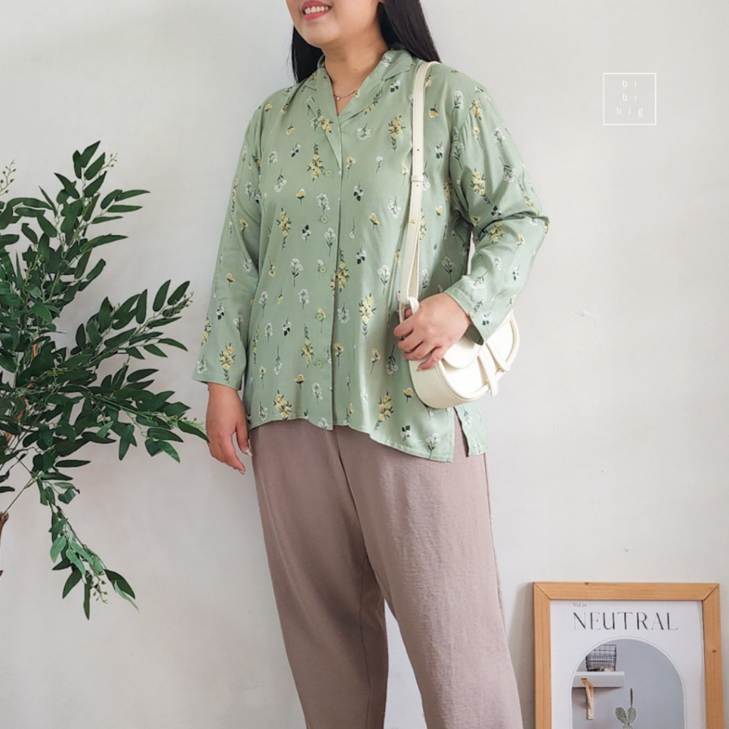 Lois Girl Big Pocket Rayon Kemeja Lengan Panjang Wanita