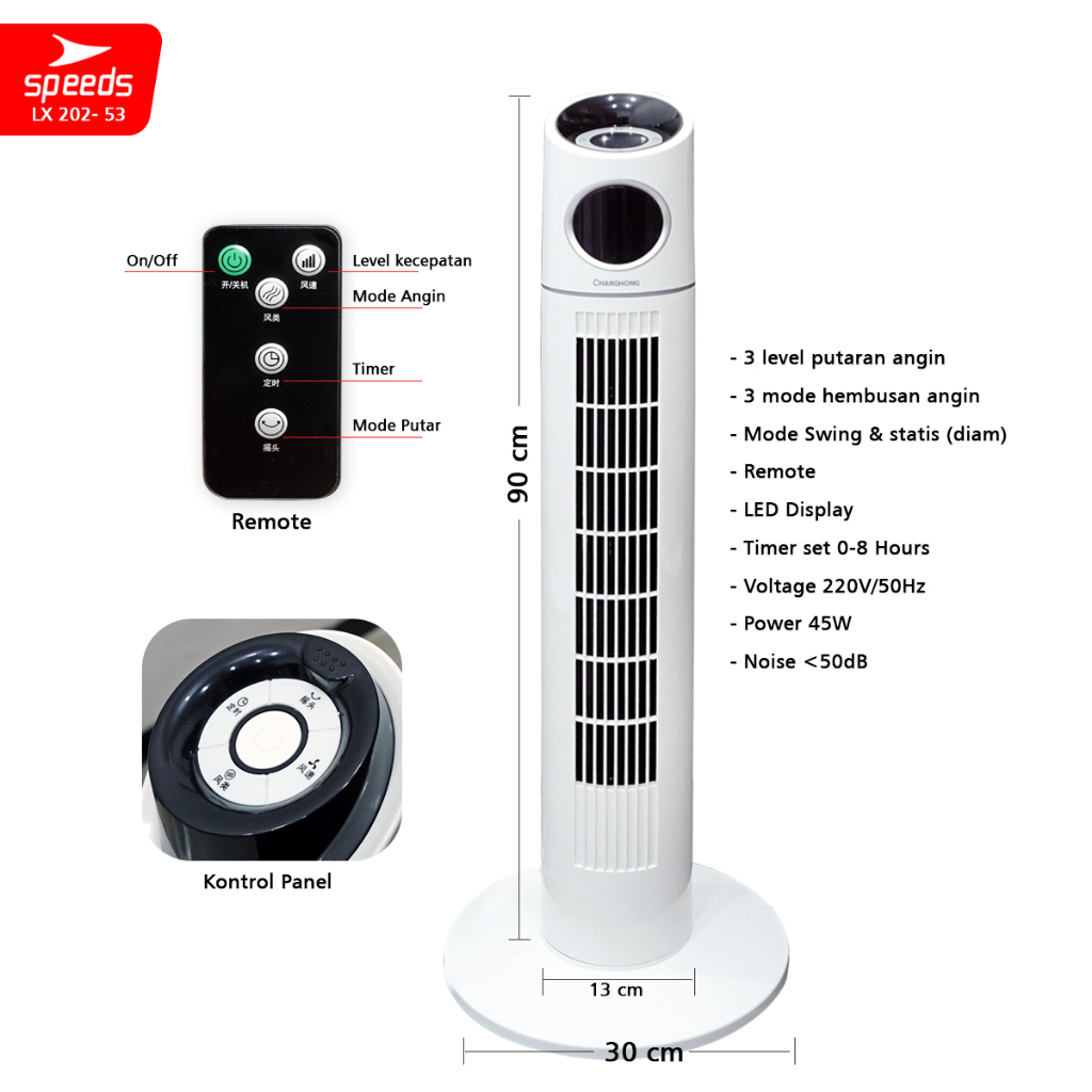 Jual Speeds Tower Fan Air Cooler Angin Tower Kipas Blower Kipas Menara Elektrik Pendingin