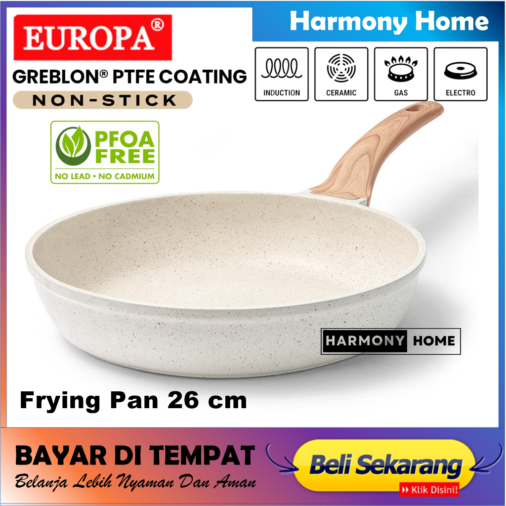 Jual EUROPA Frying Pan 26 CM Coating Marble Non Stick Panci Anti Lengket Frying Pan Wajan Marble