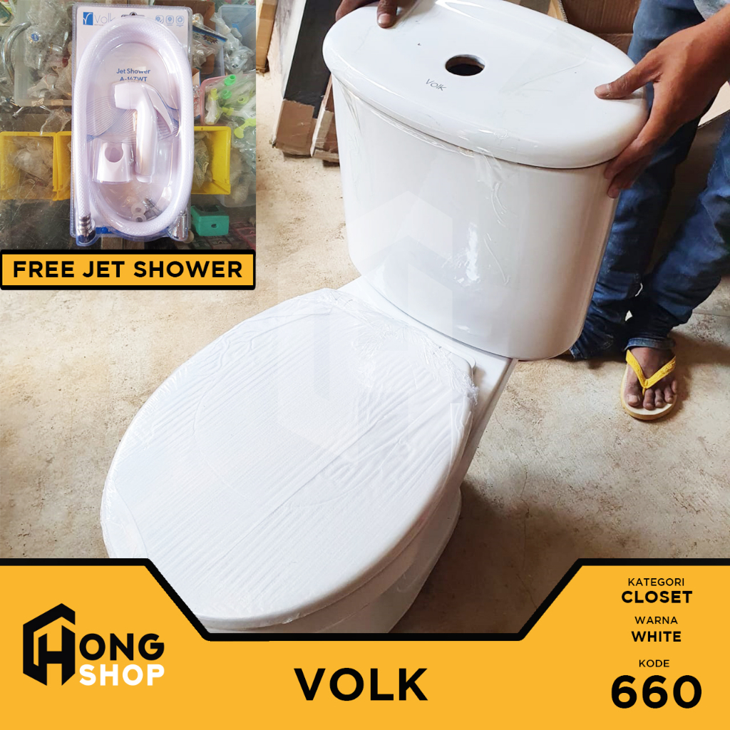 Jual Kloset Duduk Flush VOLK (FREE JET SHOWER VOLK A147) Shopee