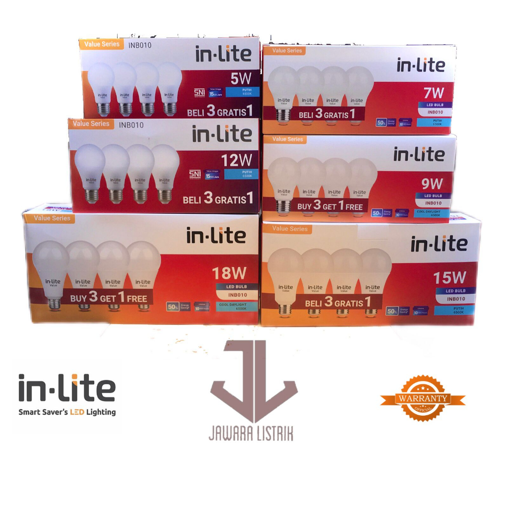 Jual IN-LITE INLITE VALUE SERIES PACK LED 7 W BELI 3 GRATIS 1 LAMPU ...