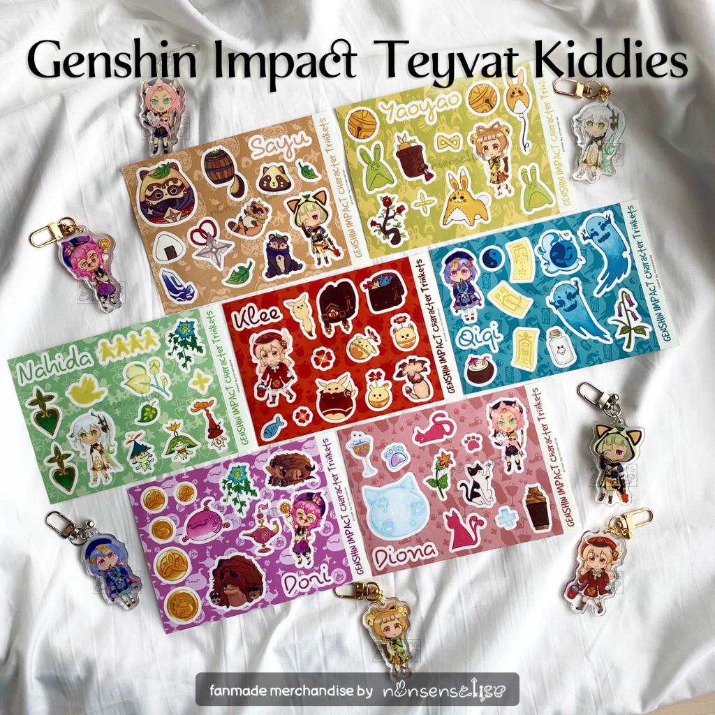 Jual Set Keychain & Sticker Genshin Impact Bocil Teyvat [ by ...