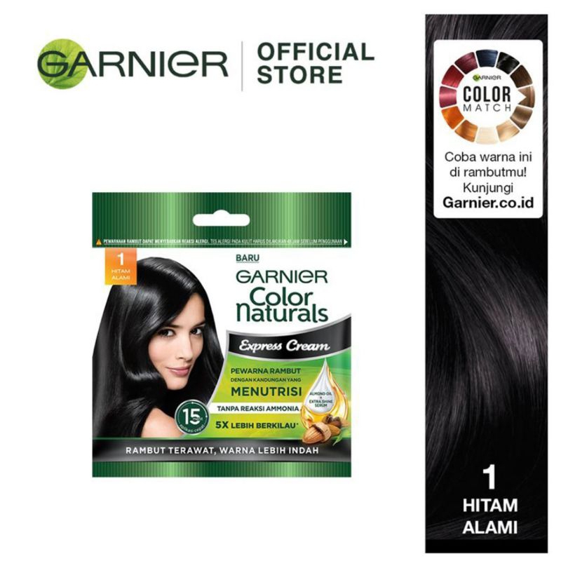 Jual Garnier Hair Color Naturals Express Cream 1 Hitam Alami Shopee
