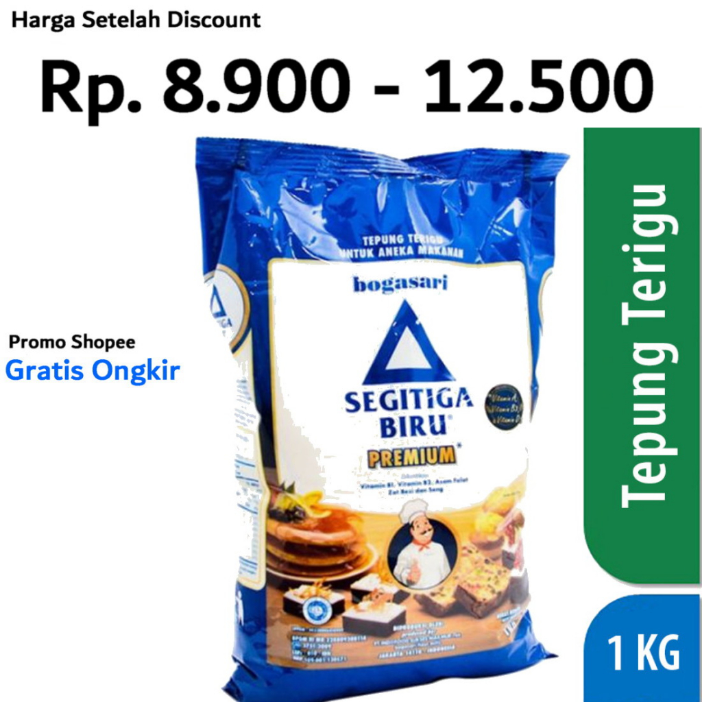 Jual Tepung Segitiga Biru Premium 1kg Shopee Indonesia