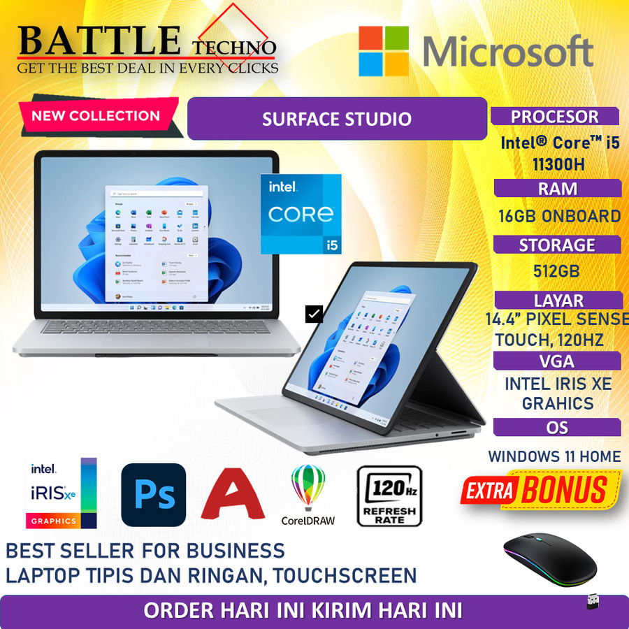 Jual Laptop Editing Terbaru MICROSOFT SURFACE STUDIO 2in1 INTEL I5