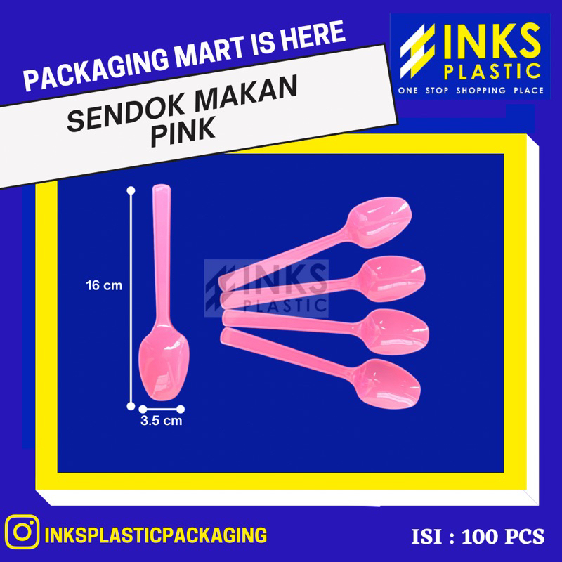 Jual SENDOK MAKAN PLASTIK WARNA PINK (100 PCS) | Shopee Indonesia