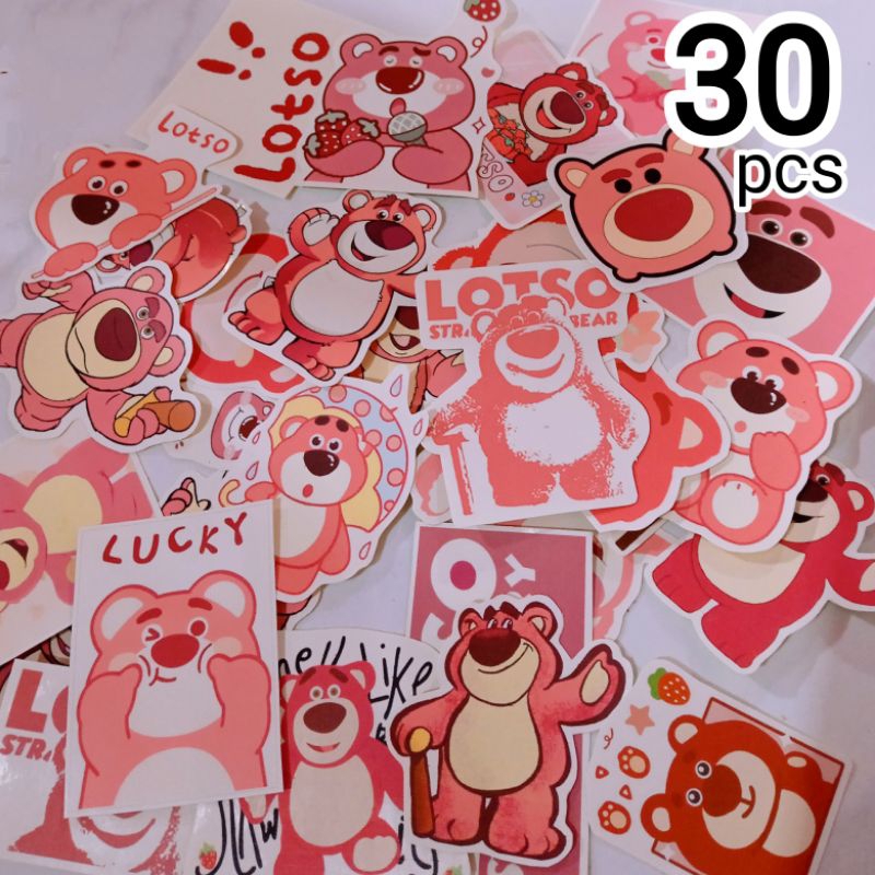 Jual Stiker Lotso Pink Bear 30pcs Strawberry Bear | Shopee Indonesia