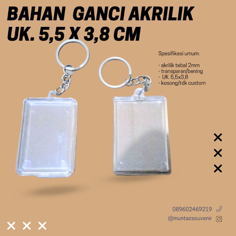 Jual Bahan Gantungan Kunci Sisi Insert Paper Kotak/ Ganci Akrilik 2 ...