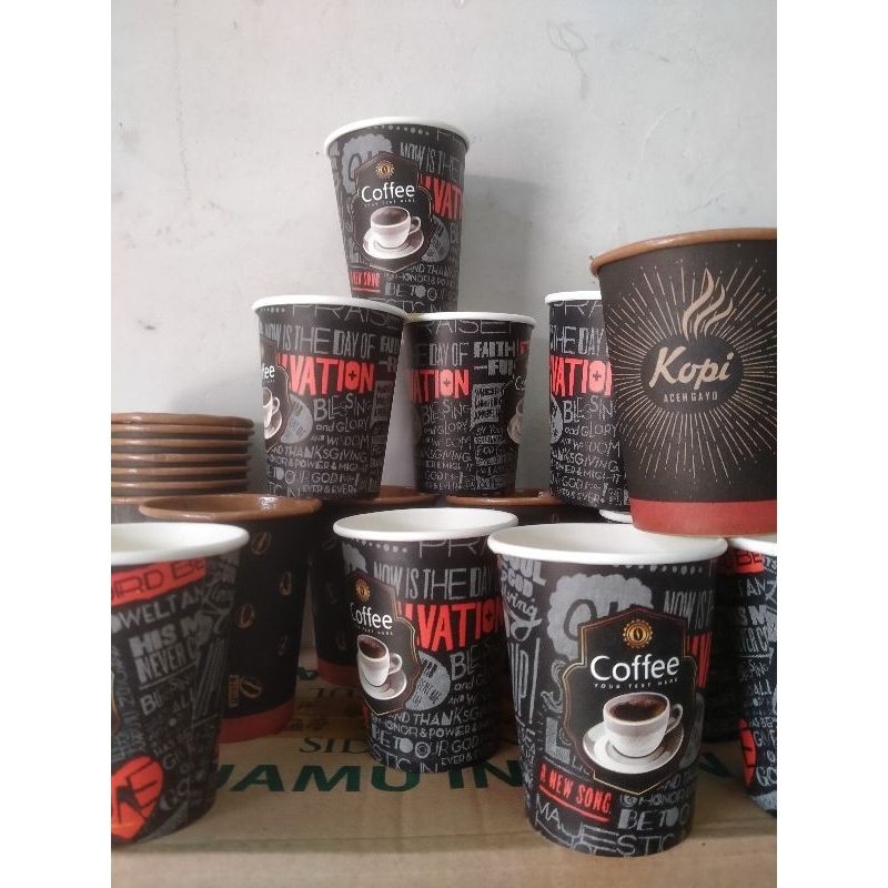 Jual PAPER CUP motif coffee 8oz isi 50 pcs | Shopee Indonesia