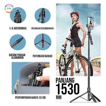 CIJI CJPG L16S Tongsis Tripod Bluetooth 3in1 Selfie Stick Remote Control Tripod Untuk HP Kamera
