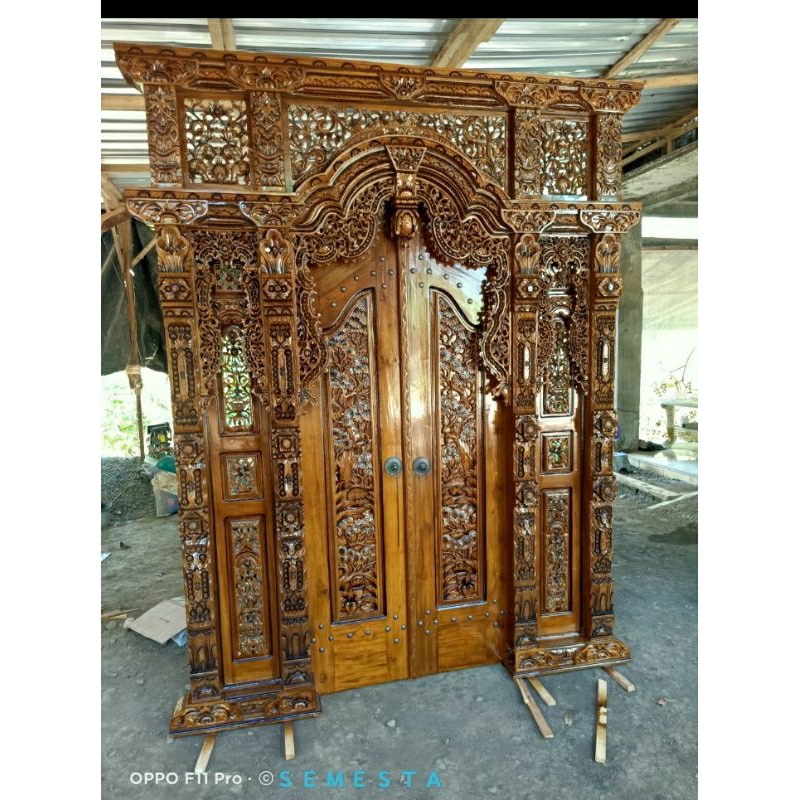 Jual Pintu gebyok jawa/pintu rumah modern sudah finishing kayu jati ...