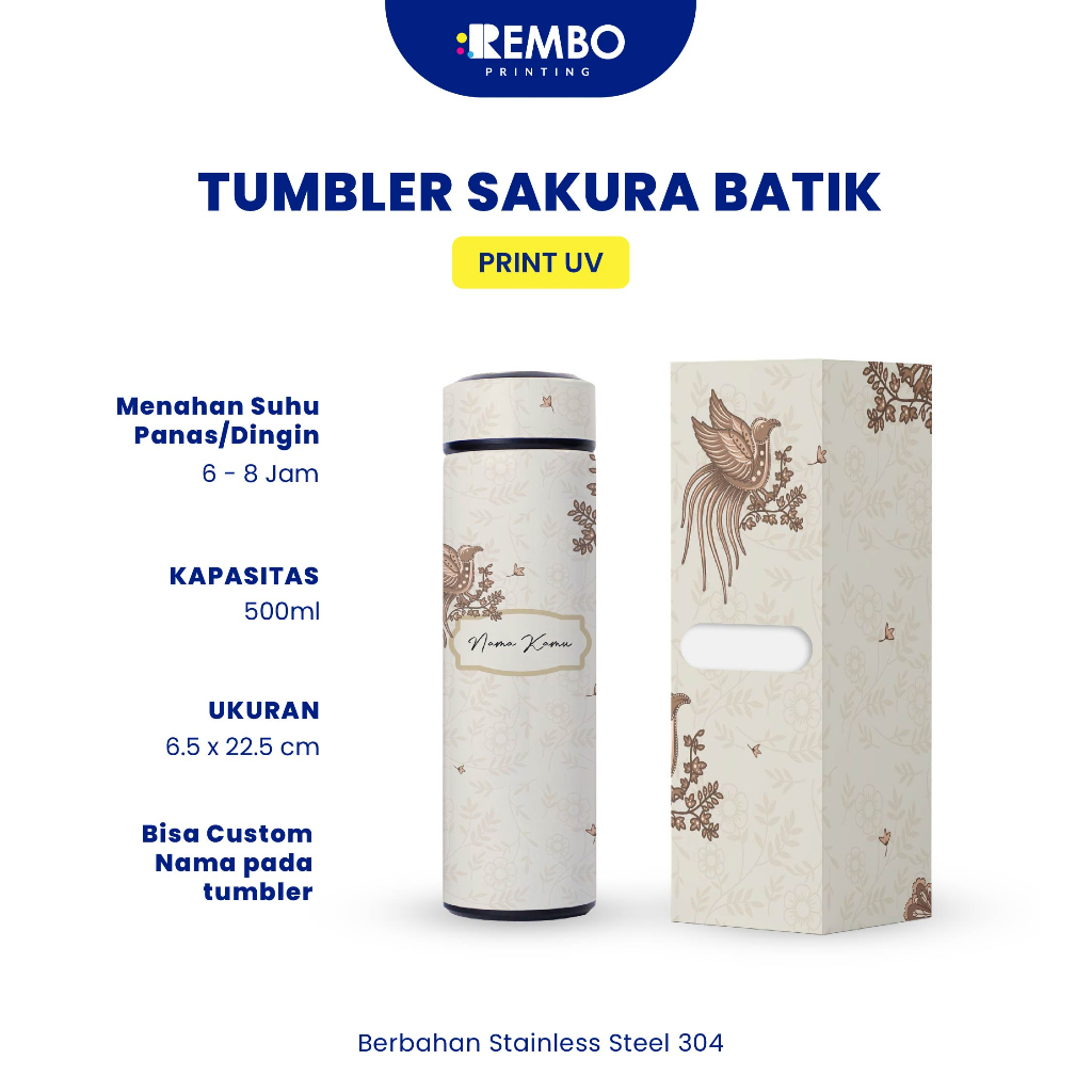 Jual Tumbler Batik Pattern Sakura Cetak UV/Print UV/Foto Souvenir ...