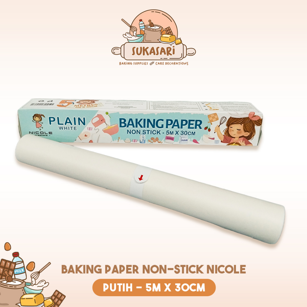 Jual Sukasari - Baking Paper Nicole Roll Non-Stick Putih Polos Repack / Newspaper  Parchment Paper Motif Koran Anti Lengket
