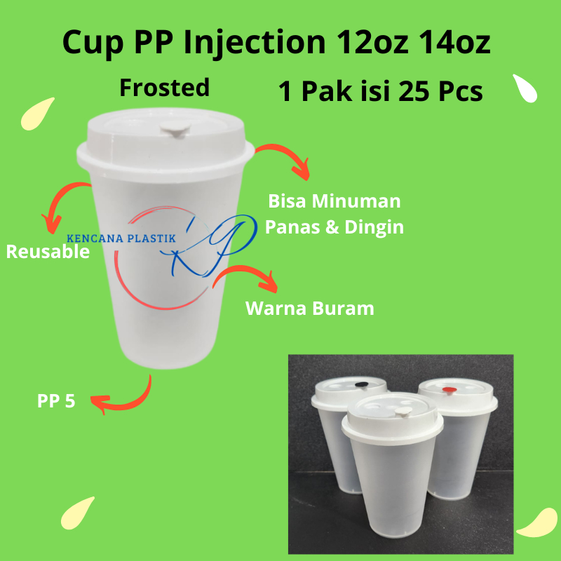 Jual Cup Pp Injection Frosted 12oz 14oz L Gelas Plastik Doff Cheese Tea 360ml 400ml Isi 25 Pcs 6513