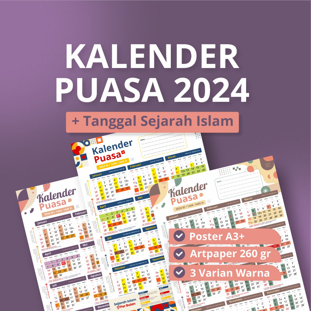 Jual KALENDER PUASA 20232024 + SEJARAH ISLAM DUNIA KALENDER ISLAM HIJRIAH 2023 UKURAN A3