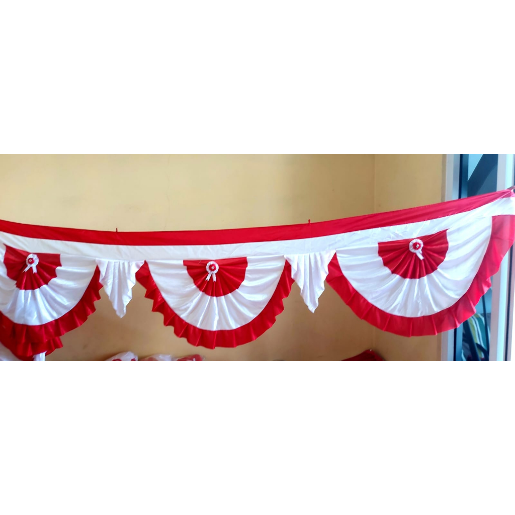 Jual Bendera Merah Putih Backdrop Rumbai Bunder 5 Meter tinggi 75cm 5 ...
