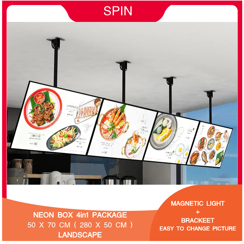 Jual NEON BOX SLIM LED LIGHT BOX Menu Paket 4in1 80x60cm ( 160x60cm