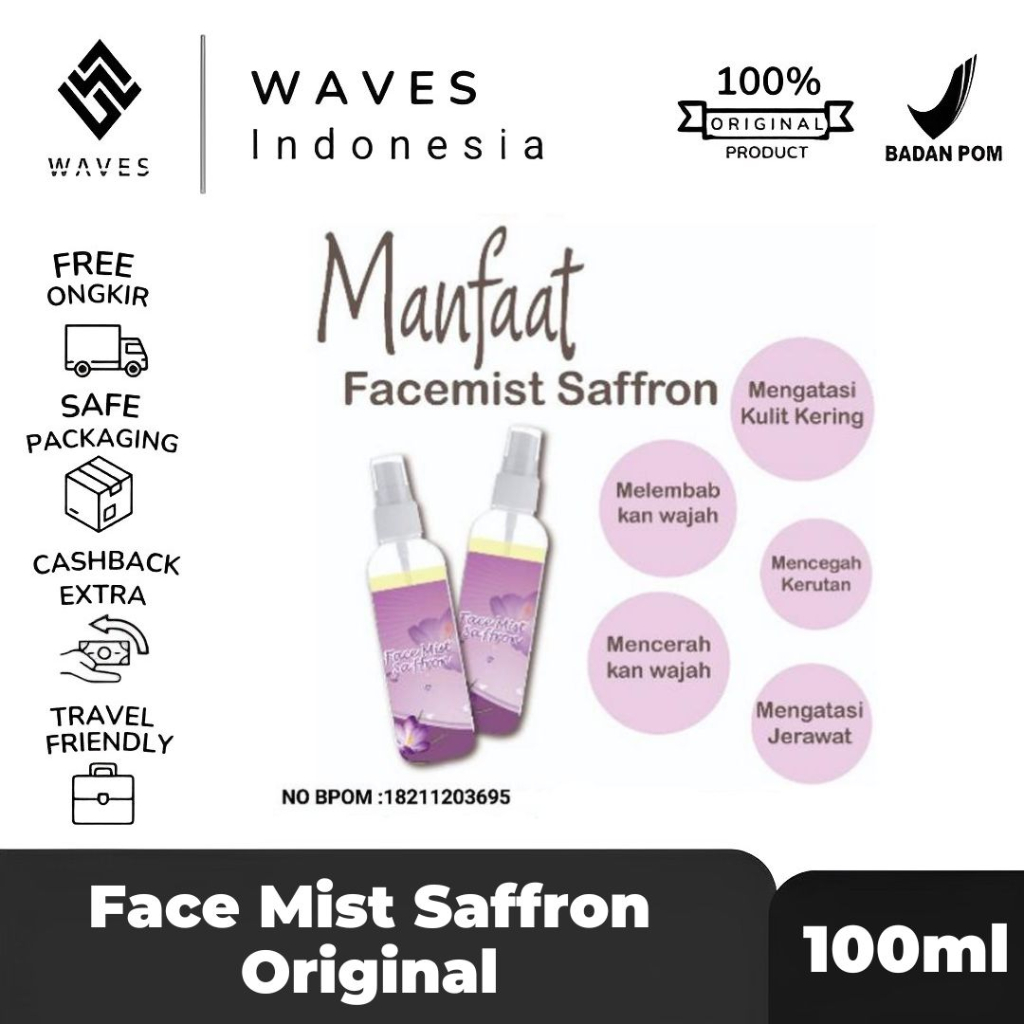 Jual Waves BPOM FACE MIST SAFFRON AIR ZAM ZAM 100ML / FACE MIST
