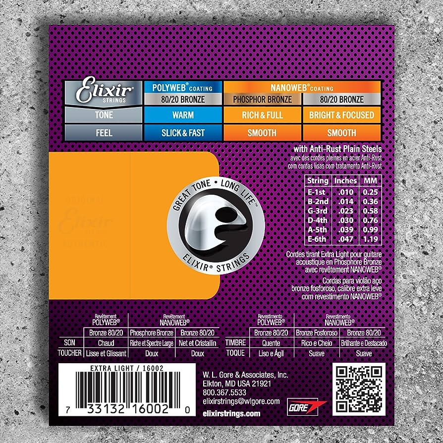 Jual Elixir 16002 Nanoweb Phosphor Bronze Guitar Acoustic Strings 10-47 ...