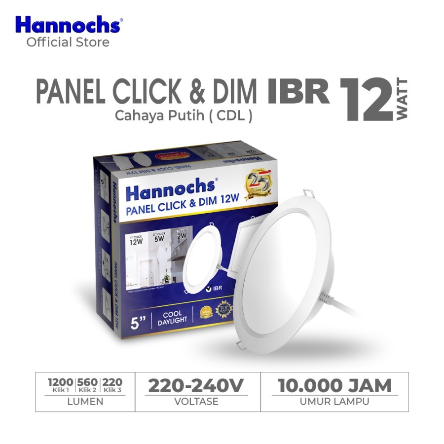 Jual Lampu Downlight Panel Led Hannochs Click&Dim IBR 12W Bulat CDL ...