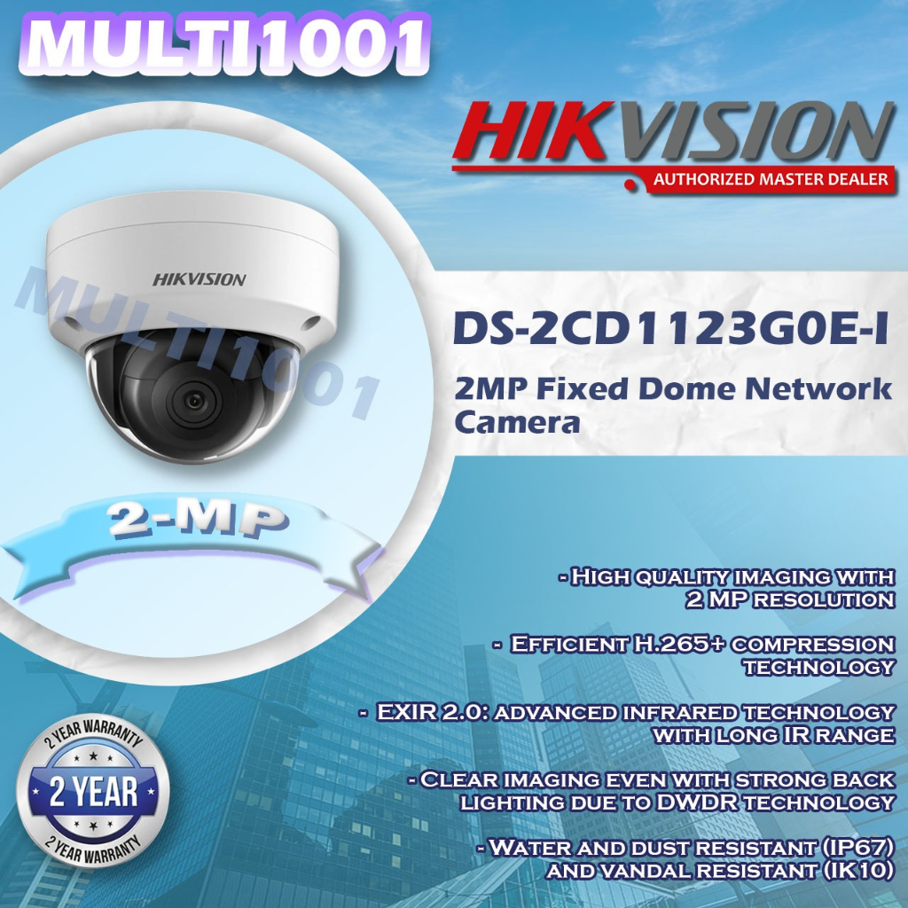 Jual HIKVISION DS2CD1123G0EI 2 MP Fixed Dome Network Camera Shopee