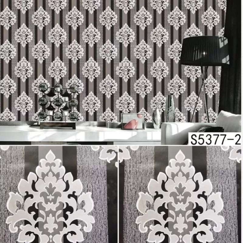 Jual Wallpaper Dinding Motif Batik Hitam Abu Wallpaper Dinding Kamar Tidur Motif Batik Vintage