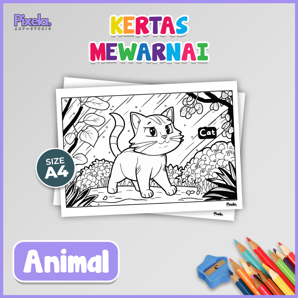 Jual Kertas Gambar Mewarnai Anak Seri Animal / Hewan Paketan isi 5