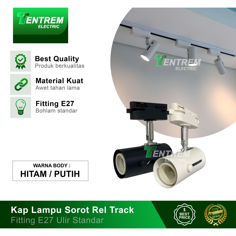 Jual Kap Lampu Sorot Plafon Rel Spotlight Track Light Rell Fitting E