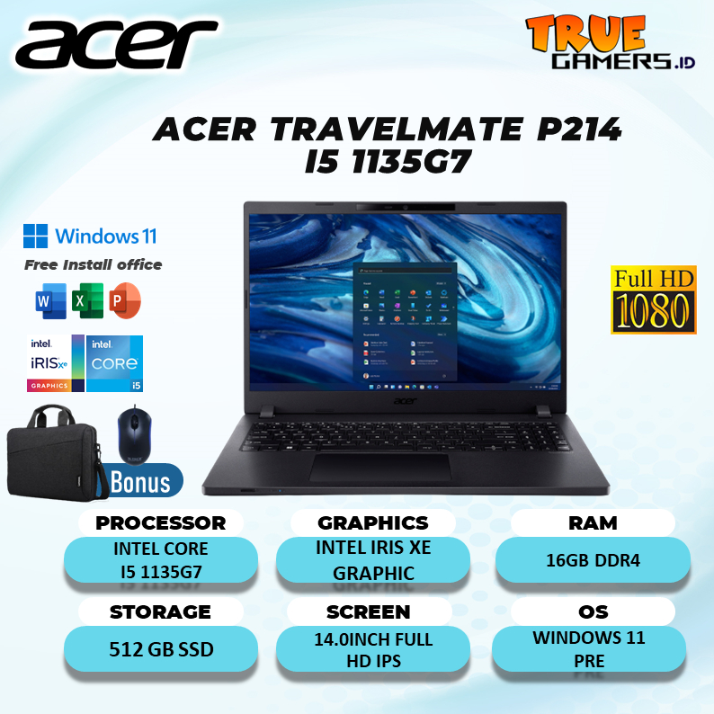 Jual Laptop Acer Travelmate P214 I5 1135G7 8GB 512GB Win 11 14 0FHD Shopee Indonesia