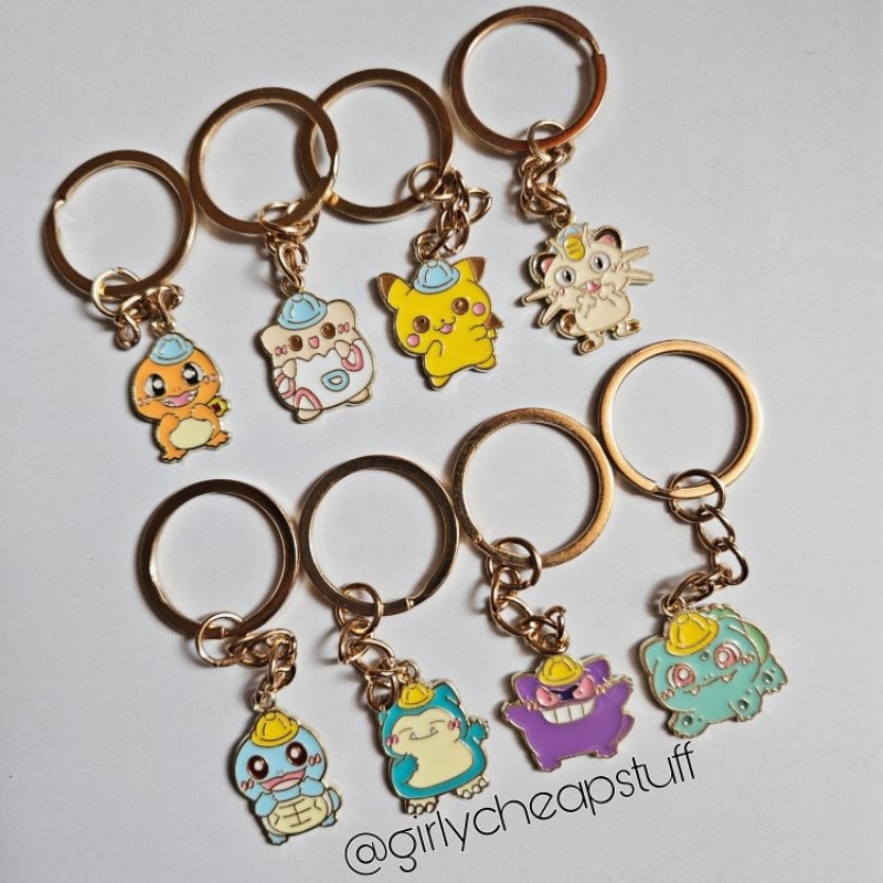 Pokémon Key Ring Bag Charm – Pikachu, Squirtle, Charmander, Pichu – Rubber, Detachable