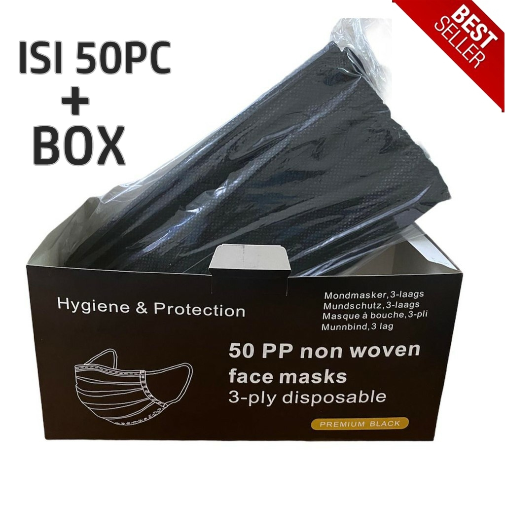 Jual Masker 3 Ply Hitam Isi 50Pcs | Shopee Indonesia