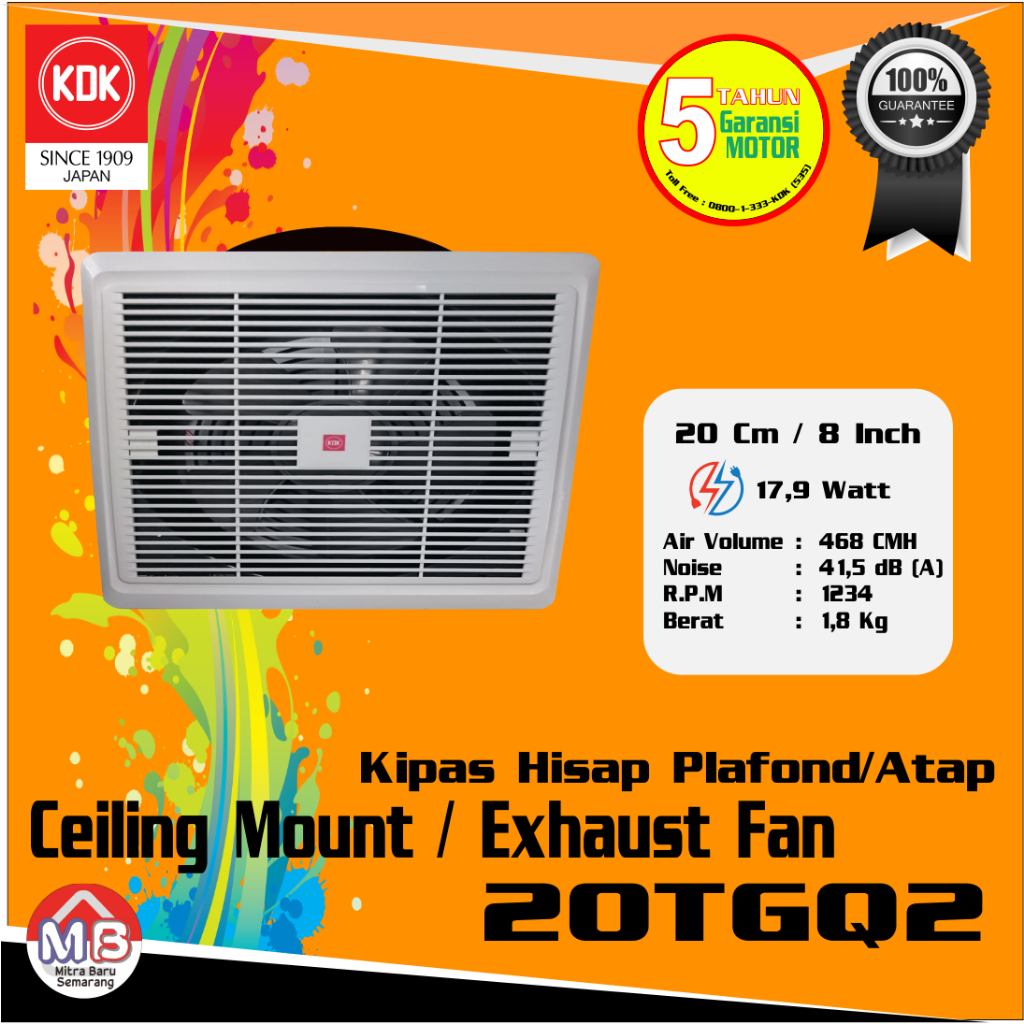 Jual KDK Exhaust Fan Ceiling 20 TGQ 20TGQ 8 inch KDK Kipas Atap plafond