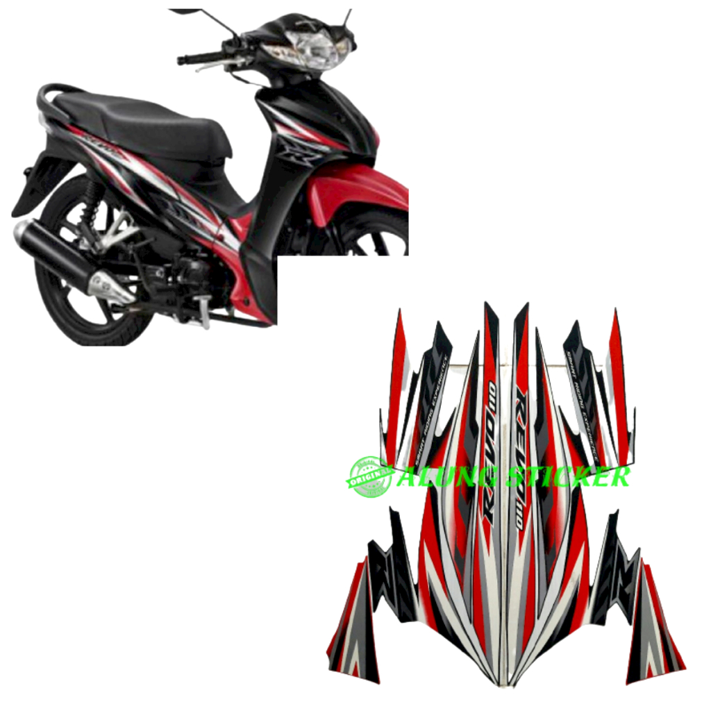 Jual STIKER STRIPING LIS LES BODY MOTOR REVO 110R 2011 HITAM-MERAH ...