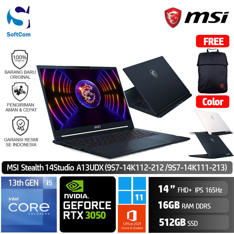 Jual MSI Stealth 14 Studio A13UDX 212 213 i5 13420H/16GB/512GB/RTX3050 ...