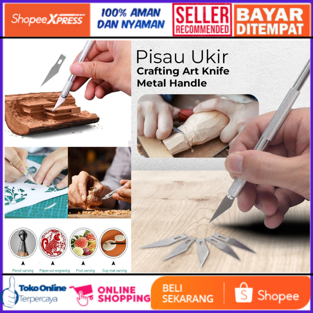 Jual Pisau Ukir Seni Hobby Crafting Art Knife Metal Handle Pisau Ukir