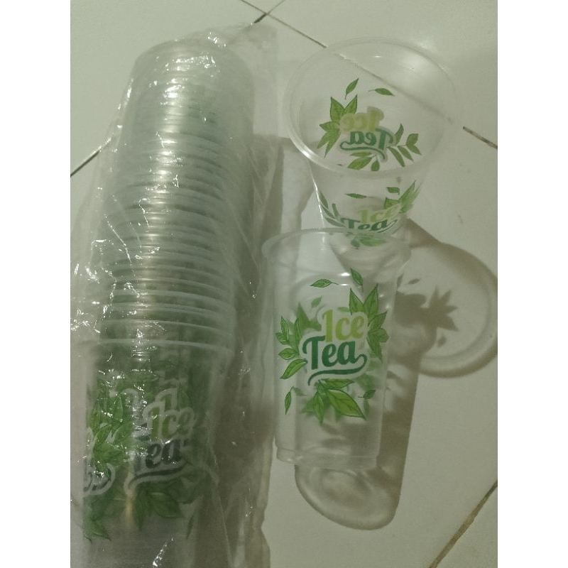 Jual Cup 16oz Ice Tea Es Teh Isi 50pcs Dengan Tutup Shopee Indonesia 4372