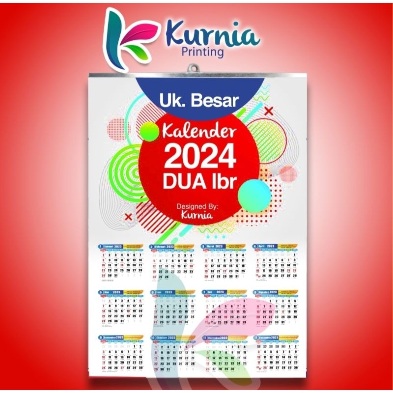 Jual Kalender 2024 Isi 2 Lbr/ 46x64 CmKalender Dinding/Kalender Custom ...