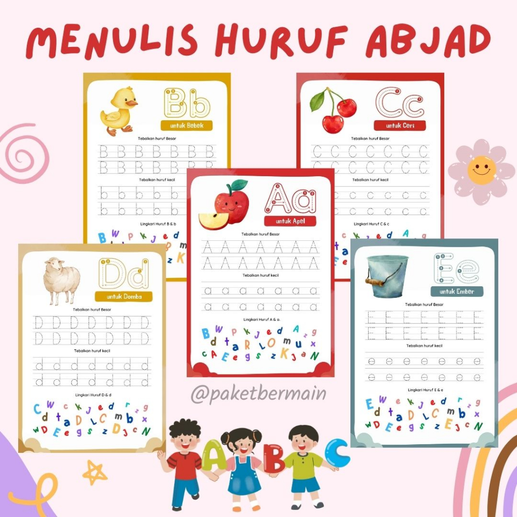 Jual [PDF] 26 PAGE BELAJAR MENULIS HURUF ABJAD/ MENEBALKAN HURUF ABC ...