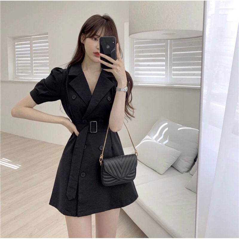 Jual Jaden Dress Korean Simple Basic Mini Formal Rapi Sopan Kerah Kerja ...