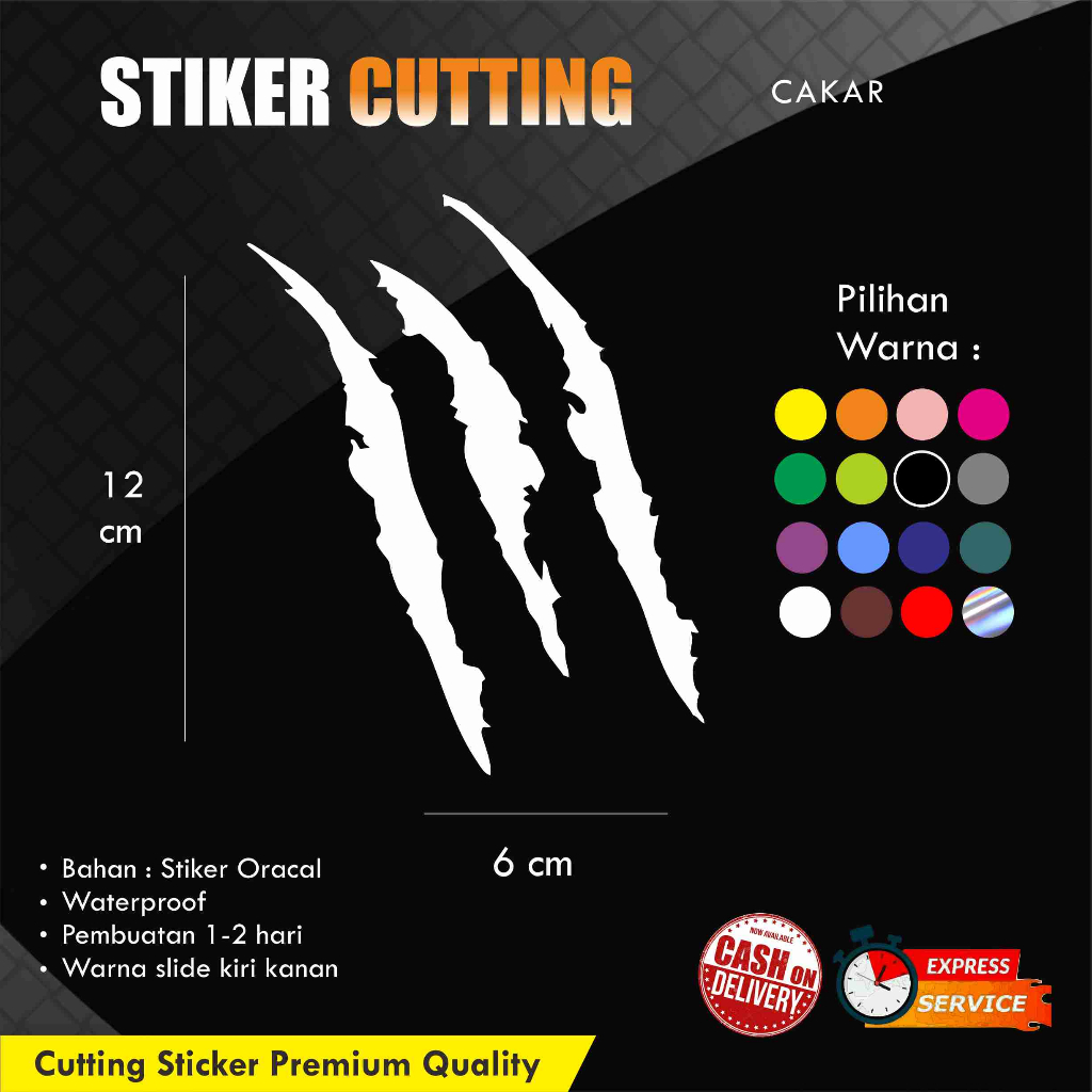 Jual Stiker CAKAR / CLAW / Stiker mobil motor / Stiker cutting nama ...