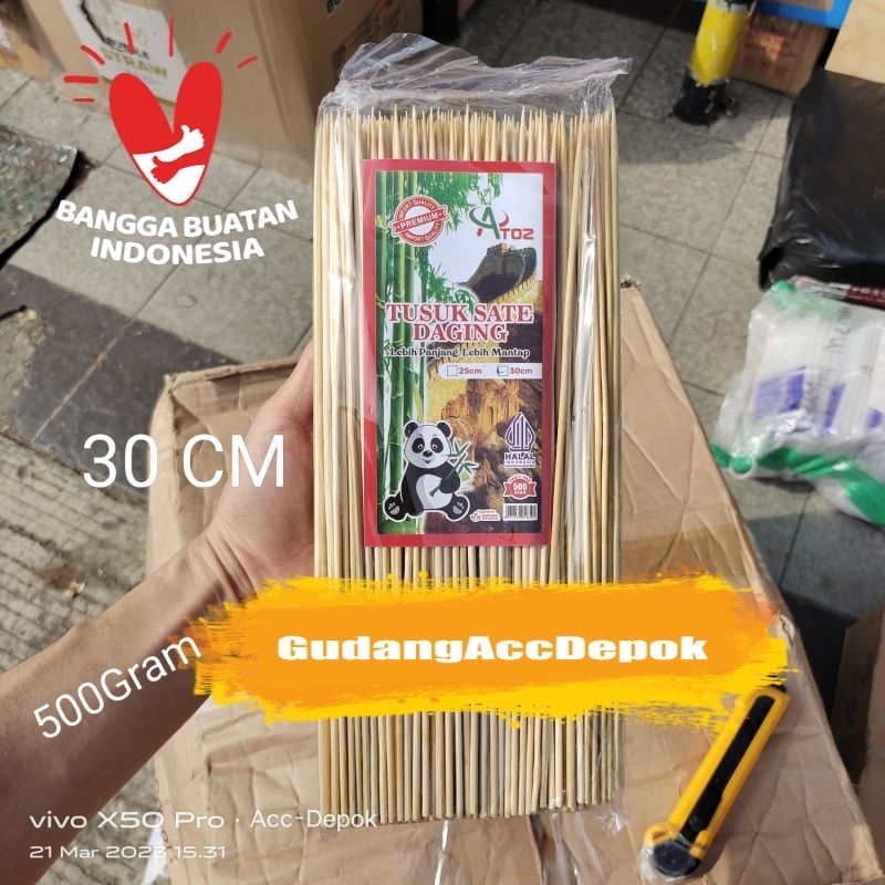 Jual Tusuk Sate Atoz Panjang 30 Cm Tusuk Daging Shaokao 30cm Isi 500