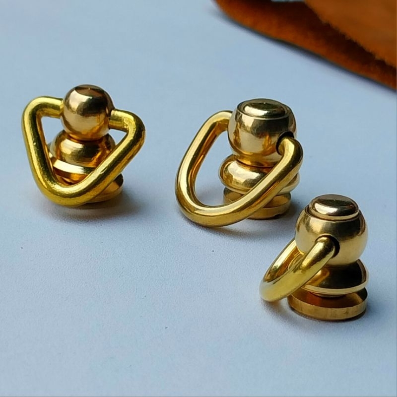 Jual 1 Pcs D-Ring Brass Rivets / Kait Dompet Kuningan Bisa Diputar ...