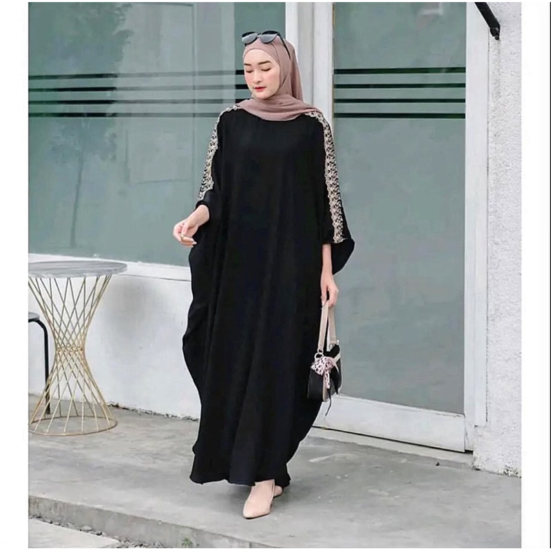 Jual Isyana Kaftan Renda Gamis Kaftan Crinkle Airflow Shopee Indonesia