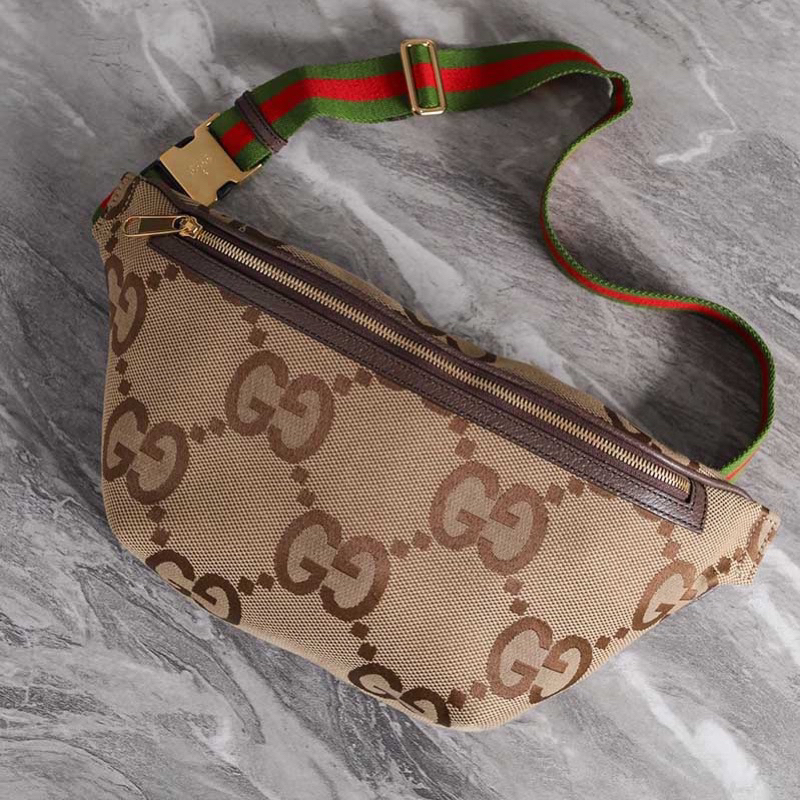 Jumbo GG belt bag in camel and ebony GG canvas