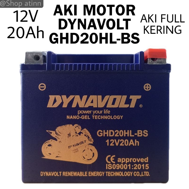 Jual AKI MOTOR DYNAVOLT GHD20HL-BS AKI FULL KERING 12V 20Ah | Shopee