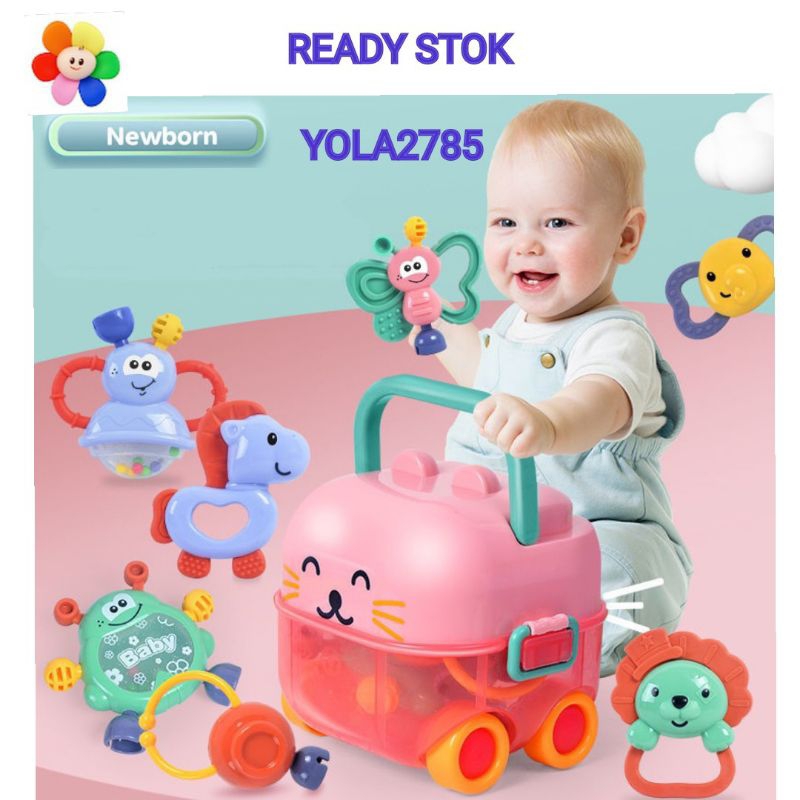 Jual Baby Rattle Set 5 pcs Mobil Teether Mainan Gigitan dan Kerincingan ...